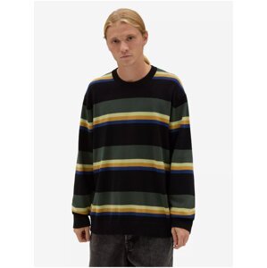 Green and black men's striped sweater VANS Tacuba Stripe Crew - Men