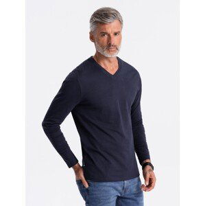 Ombre Men's unprinted V-NECK longsleeve - navy blue