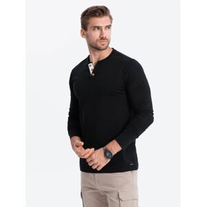 Ombre HENLEY men's neckline longsleeve - black