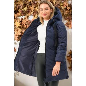 Z6773 DEWBERRY WOMEN'S COAT-PLAIN NAVY BLUE