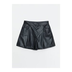 LC Waikiki Comfortable Fit Plain Leather Look Women's Shorts