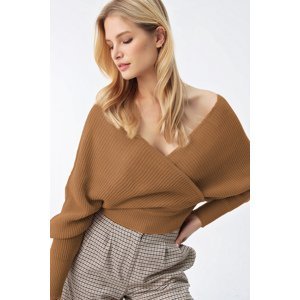 Trend Alaçatı Stili Women's Biscuits Front Back V-Neck Double Breasted Sweater