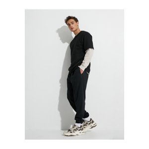 Koton Jogger Sweatpants with Zipper Pocket, Lace-up at the Waist and Stitching Detail
