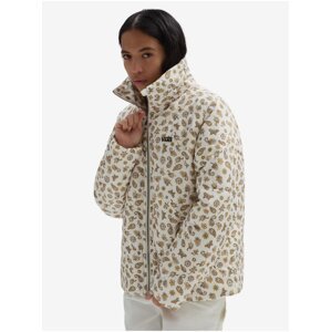 Women's Brown-Cream Patterned Quilted Jacket VANS Foundry Print Pu - Women