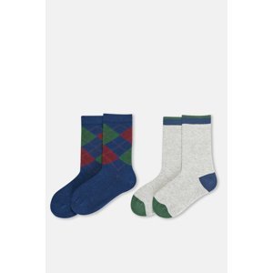 Dagi Boy Green 2 Pack Diamond Patterned Socks