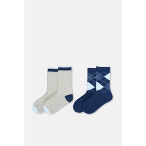 Dagi Navy Blue Boy 2 Pack Diamond Patterned Socks