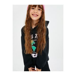 Koton Hooded Sweatshirt Long Sleeved Print Detail Sharding