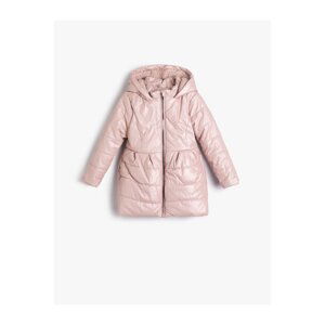 Koton Down Jacket with Hooded Quilted Plush Lining