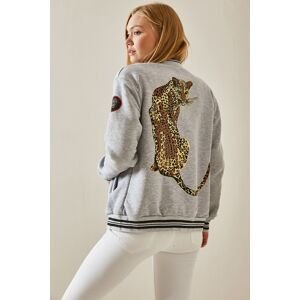 XHAN Gray Back Printed College Jacket