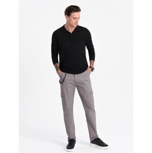 Ombre Men's pants with cargo pockets and leg hem - grey