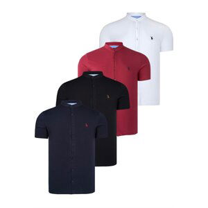 QUADRUPLE SET T8597 DEWBERRY MEN'S SHIRT-BLACK-WHITE-NAVY-BURGUNDY