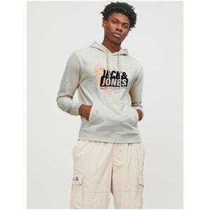 Men's Cream Hoodie Jack & Jones Map - Men's