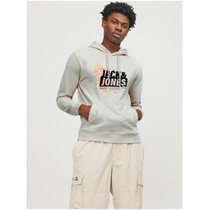 Men's Cream Hoodie Jack & Jones Map - Men's