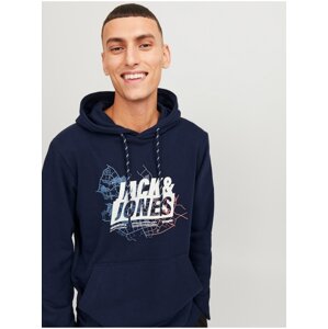 Men's Dark Blue Hoodie Jack & Jones Map - Men's