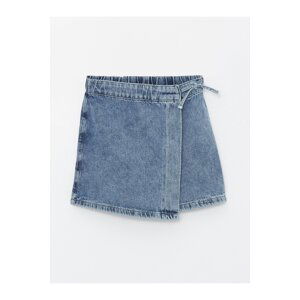 LC Waikiki Girl Child's Jean Shorts Skirt with Elastic Waist.