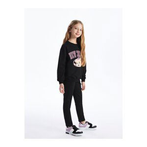 LC Waikiki Basic Girls' Long Leggings with Elastic Waist.