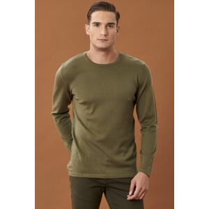 ALTINYILDIZ CLASSICS Men's Khaki Standard Fit Regular Cut Crew Neck Patternless Basic Knitwear Sweater