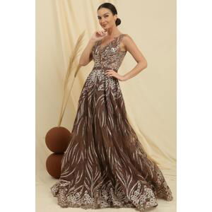 By Saygı Glitter Ghost Tulle Princess Evening Dress