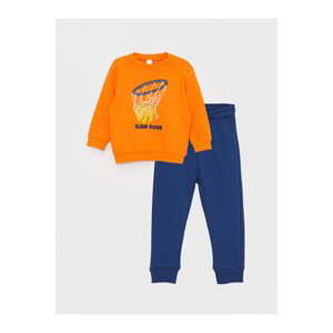 LC Waikiki Crew Neck Long Sleeve Printed Baby Boy Sweatshirt and Trousers 2-Piece Set