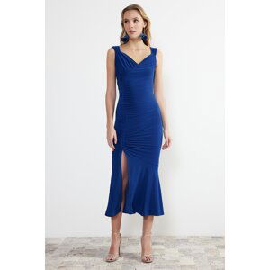 Trendyol Saks Draped Knitted Elegant Evening Dress