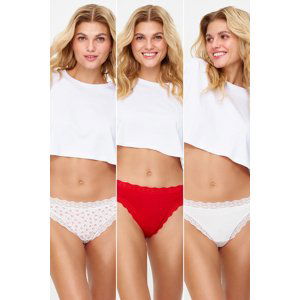 Trendyol Multicolored 3 Pack Cotton Lace Detailed Thong Knitted Panties