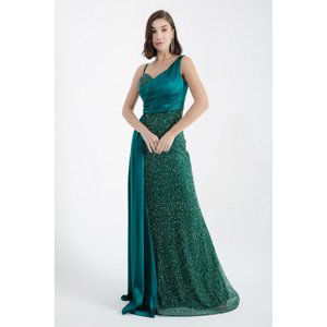 Lafaba Women's Emerald Green Thin Strands Stone Long Evening Dress