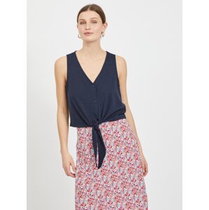 Dark blue short top with tie VILA Anika - Women