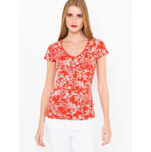 Red patterned T-shirt CAMAIEU - Women