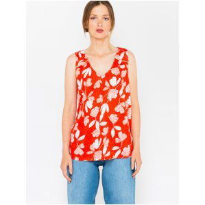 Orange Floral Linen Blouse CAMAIEU - Women