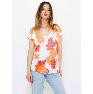 Red-and-white floral linen blouse CAMAIEU - Ladies