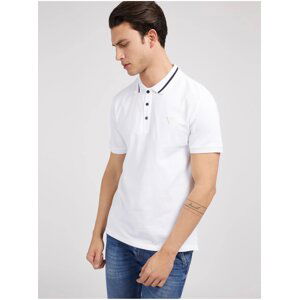 White Mens Polo T-Shirt Guess Lyle - Men