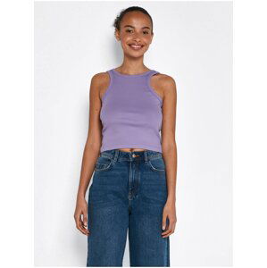 Light purple ribbed cropped tank top Noisy May Ribella - Women