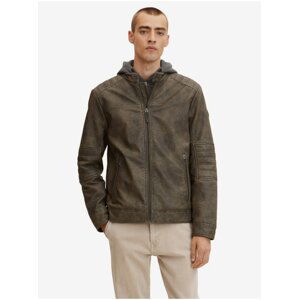 Brown Men's Leatherette Jacket with Sweatshirt Insert Tom Tailor - Men