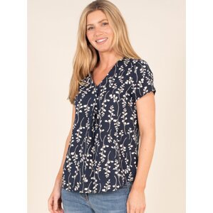 Dark Blue Flored Linen Blouse Brakeburn - Women