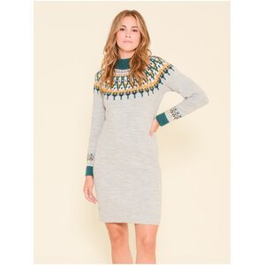 Green-grey patterned sweater dress with mixed wool Brakeburn - Women