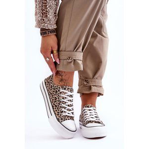 Women's sneakers on a robust platform beige and black Ember