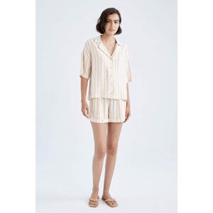 DEFACTO Relax Fit Striped Pocket Linen Shorts
