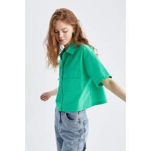DEFACTO Short Sleeve Double Side Pockets Poplin Shirt