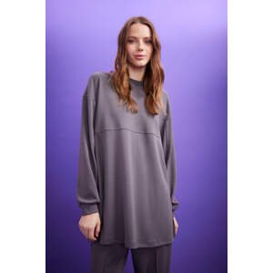 DEFACTO Relax Fit Crew Neck Double Faced Sweatshirt Tunic