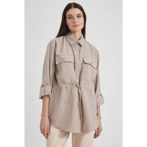 DEFACTO Traditional Oversize Fit Shirt Collar Long Sleeve Tunic