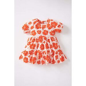 DEFACTO Baby Girl Floral Short Sleeve Linen Look Dress