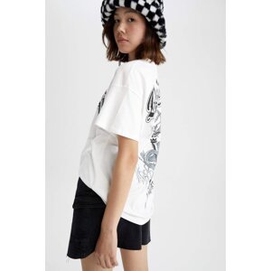 DEFACTO Oversize Fit Crew Neck Back Printed Short Sleeve T-Shirt