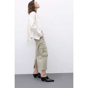 DEFACTO Slit Gabardine Midi Skirt with Cargo Pocket