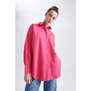 DEFACTO Poplin Oversize Fit Long Sleeve Shirt Collar Long Sleeve Tunic