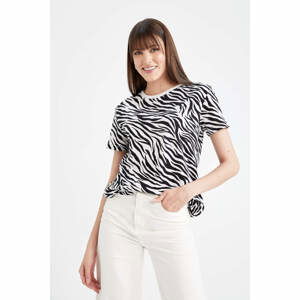 DEFACTO Regular Fit Crew Neck Zebra Patterned Short Sleeve T-Shirt