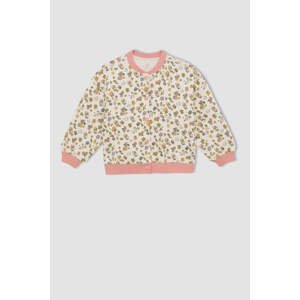 DEFACTO Girl Long Sleeve Floral Print Bomber Jacket