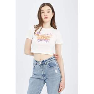 DEFACTO Cool Fitted Crew Neck Printed Short Sleeve Crop T-Shirt