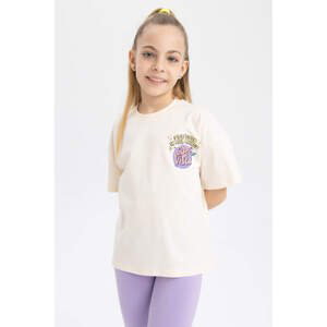 DEFACTO Girls Relax Fit Back Printed Short Sleeve T-Shirt