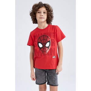 DEFACTO Boy Marvel Spiderman Regular Fit Crew Neck Sequined Short Sleeve T-Shirt