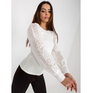 White ribbed formal blouse with decorative sleeves by OCH BELLA